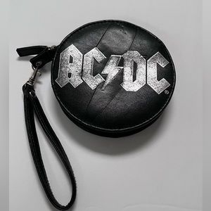 AC/DC Rock And Roll Rare Vintage Black Leather Wristlet Clutch
